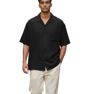 CalTop Men's Shirt Short Sleeve Button Down, Black, Size 2X